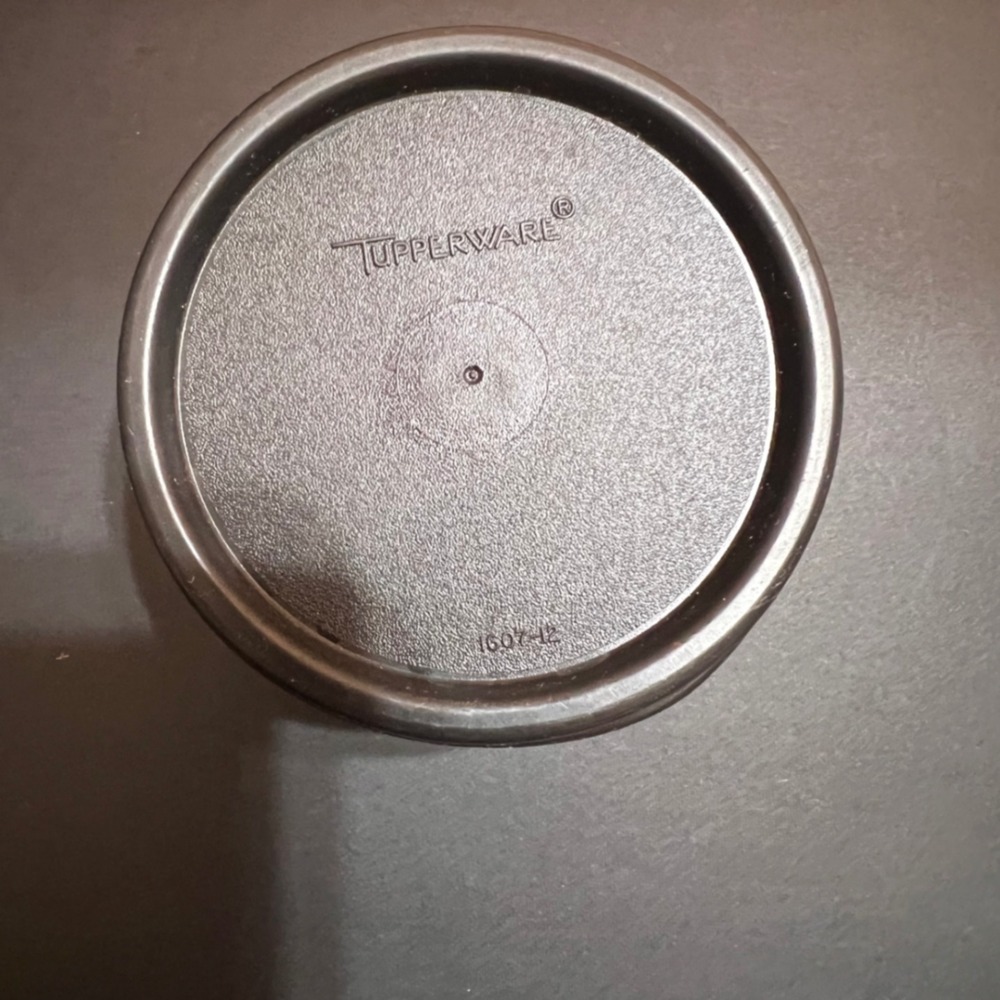 Tupperware 200ml Small Round Container Black Lid 1607-12 Clear Good Vintage - Picture 2 of 4